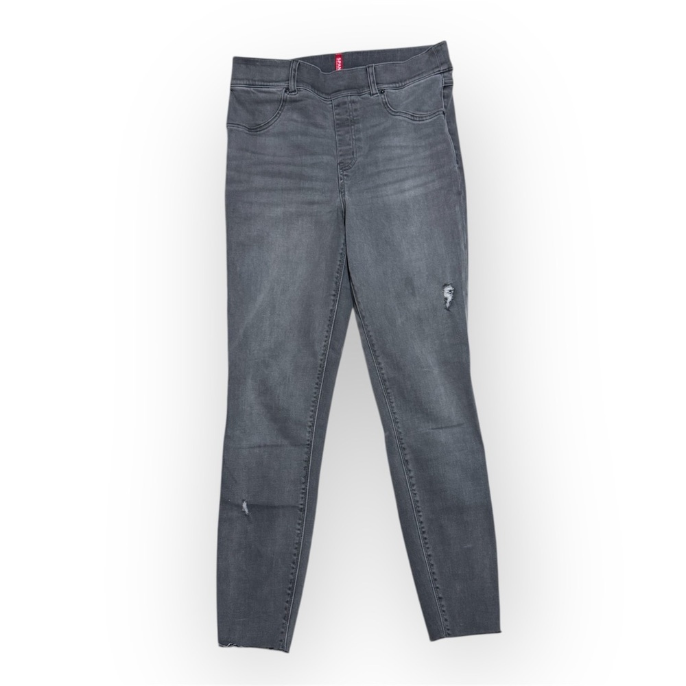 SPANX Washed Charcoal Gray Distressed Pull-On Jeggings